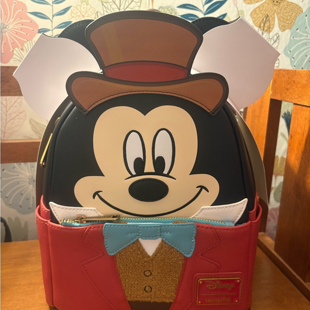 Loungefly Hard Tag Disney Mickey Christmas Carol Bob Cratchit backpack. NWT